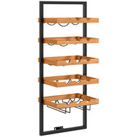 WEINREGAL stapelbar, wandmontierbares Flaschenregal mit 5 Ablagen, Glashaltern - Braun, Textil (25/86/35cm) - HOMCOM