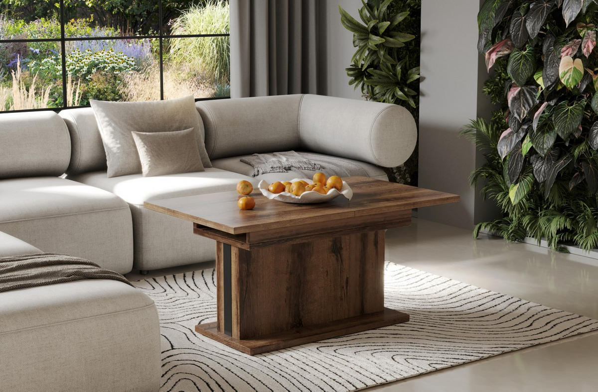 COUCHTISCH Solaris höhenverstellbar ausziehbar - Mooreichefarben, Holzwerkstoff (110/65/58cm) - Endo-Moebel