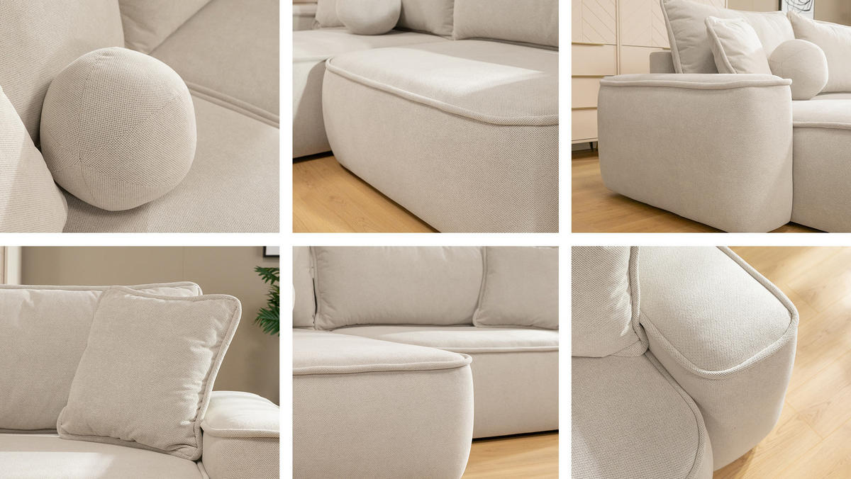 ECKSOFA Sandby - Schwarz/Grau, Holz/Kunststoff (283/168cm) - MIRJAN24
