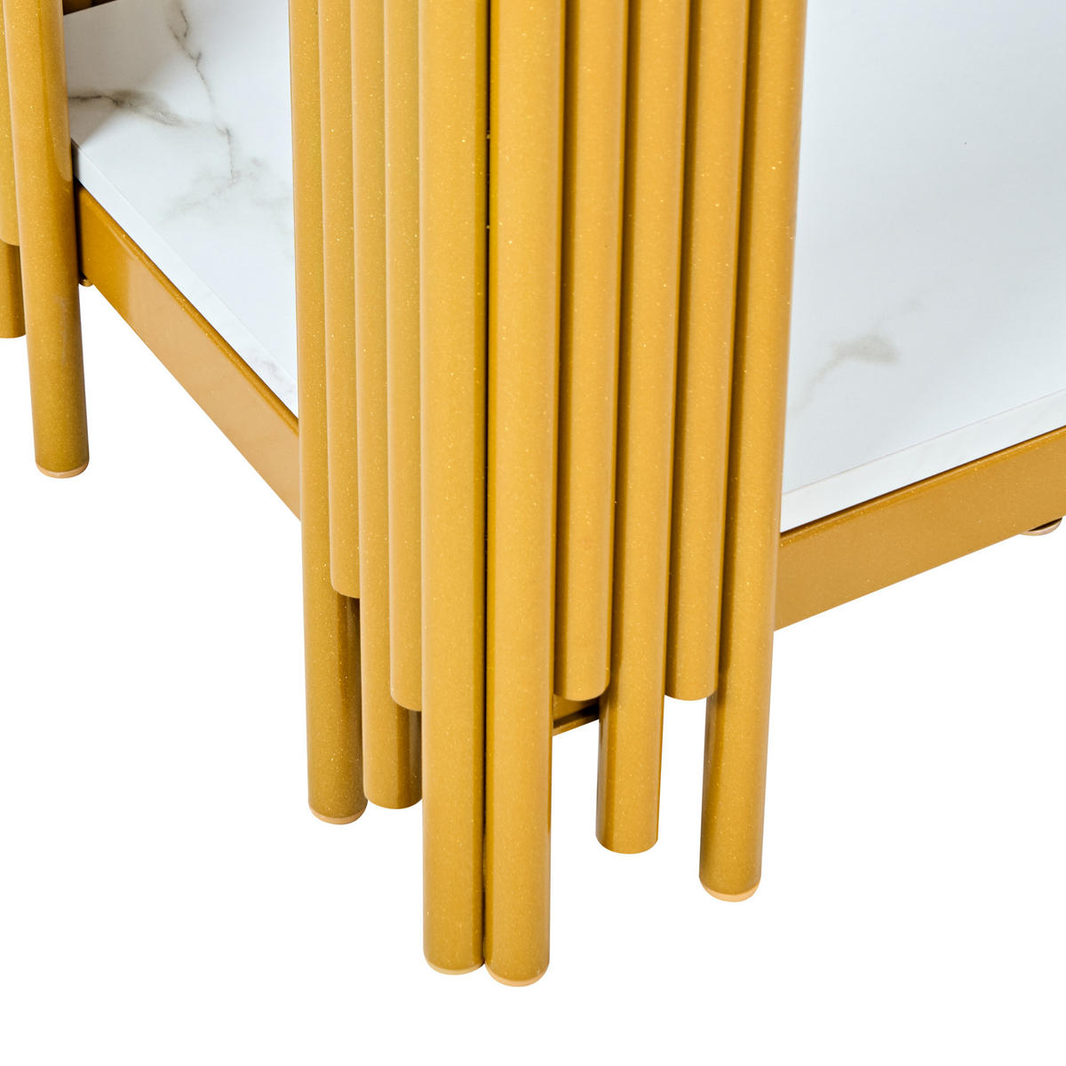 KONSOLENTISCH DE-37416 2-etagig mit Marmoroptik Gold - Goldfarben, Metall (124/34/80cm) - ComfortXL