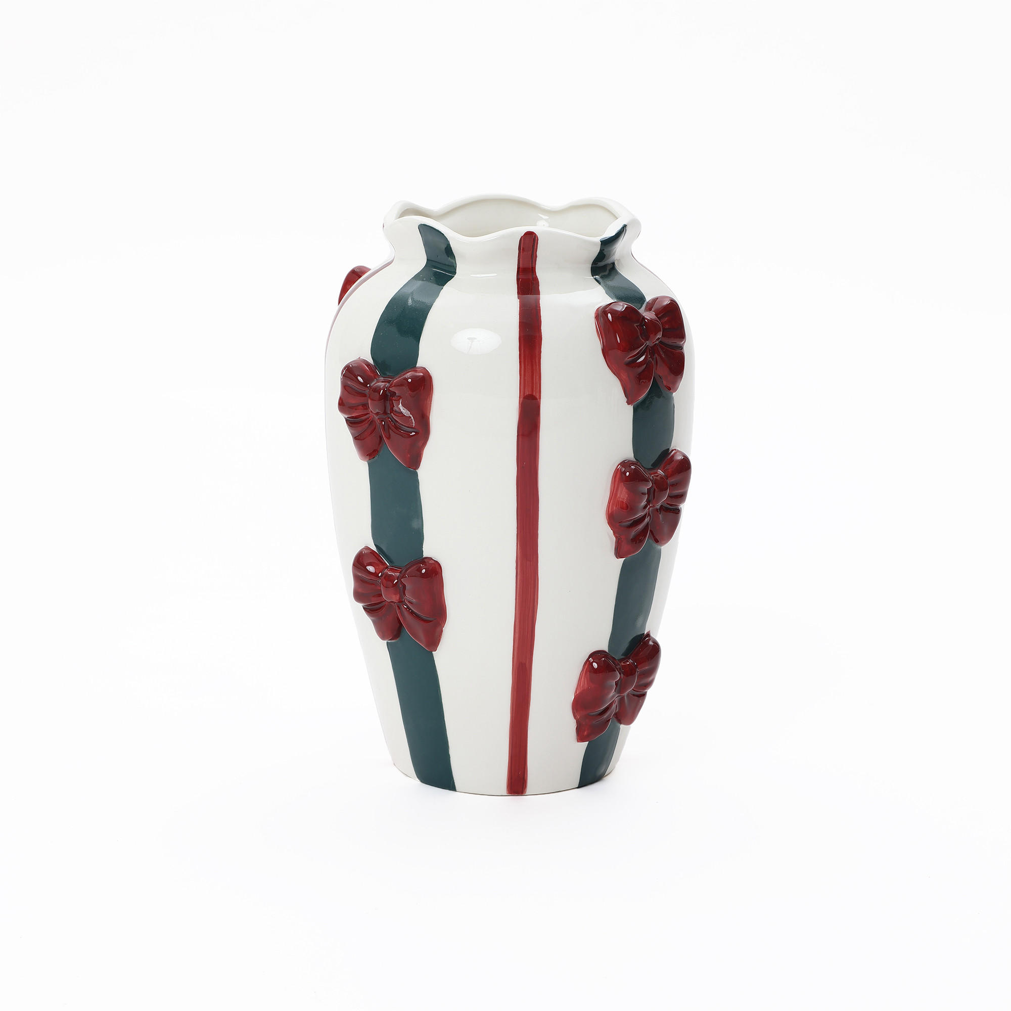 KERAMIKVASE, Schleifen-Design, D11.5 cm, H28.3 cm - Weiß, Keramik (28cm) - Hometopia