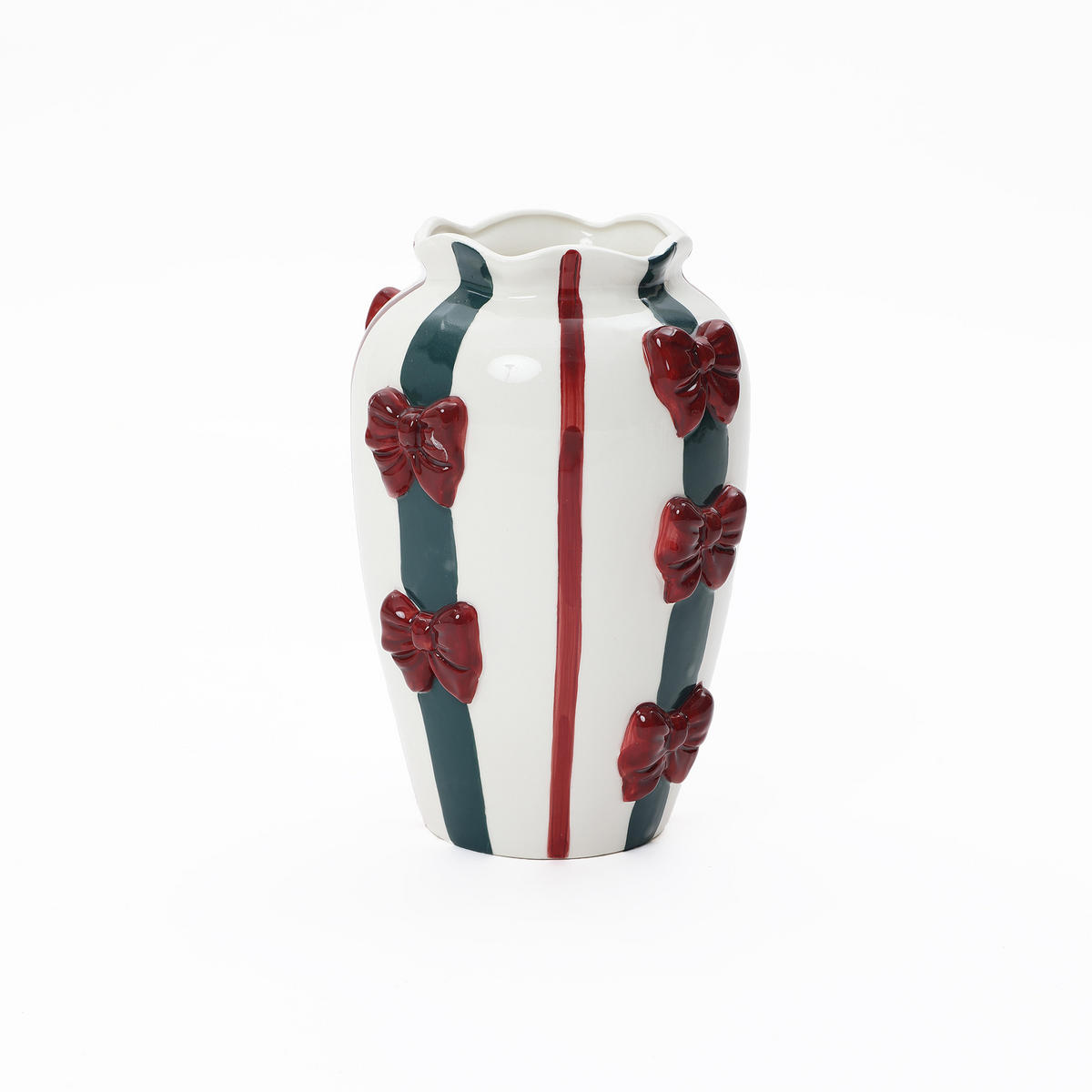 KERAMIKVASE, Schleifen-Design, D11.5 cm, H28.3 cm - Weiß, Keramik (28cm) - Hometopia