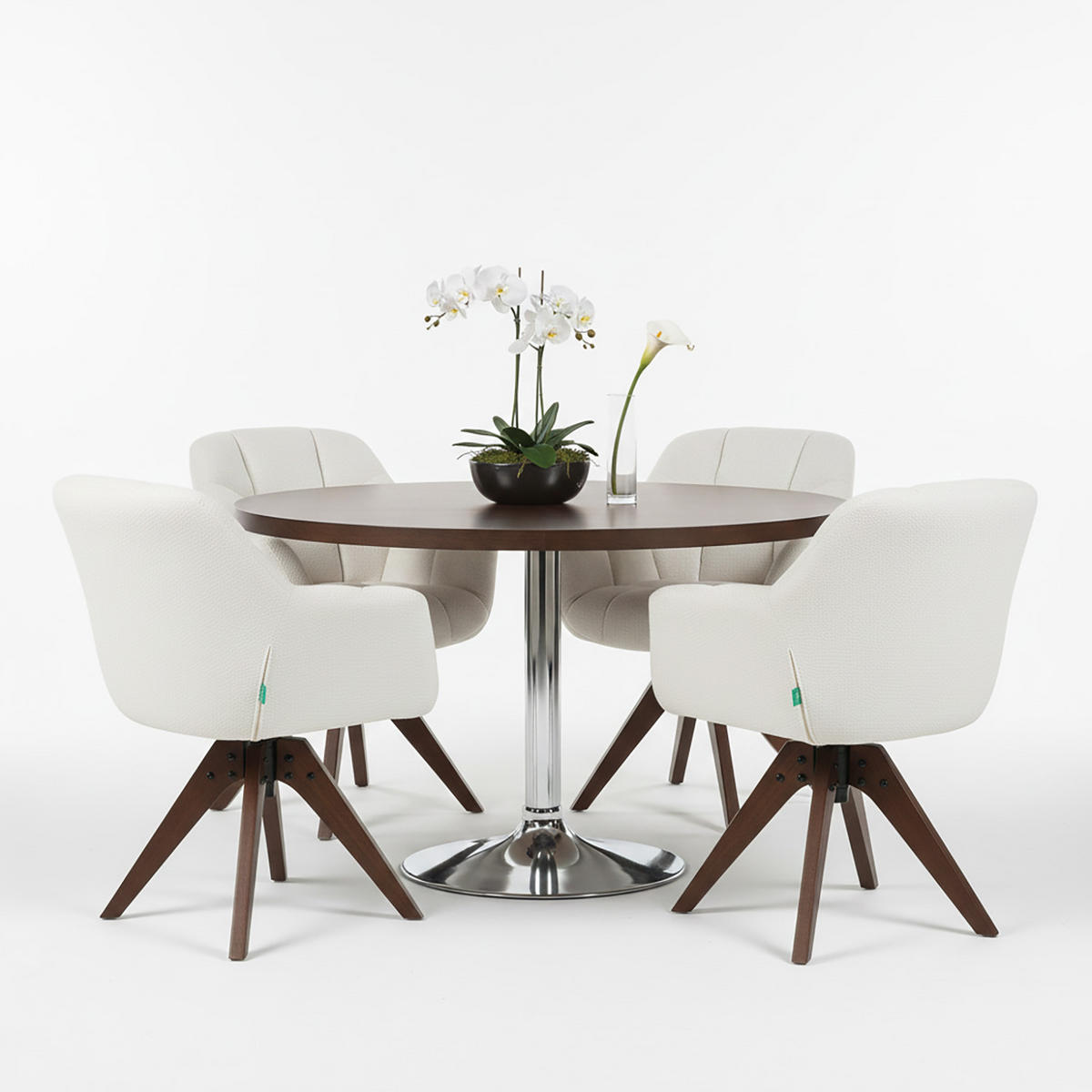 DREHSTUHL Mika-Nele 2er-Set - Nussbaumfarben/Creme, Eichenholz/Holz (65/81/66cm) - DUBI Möbel