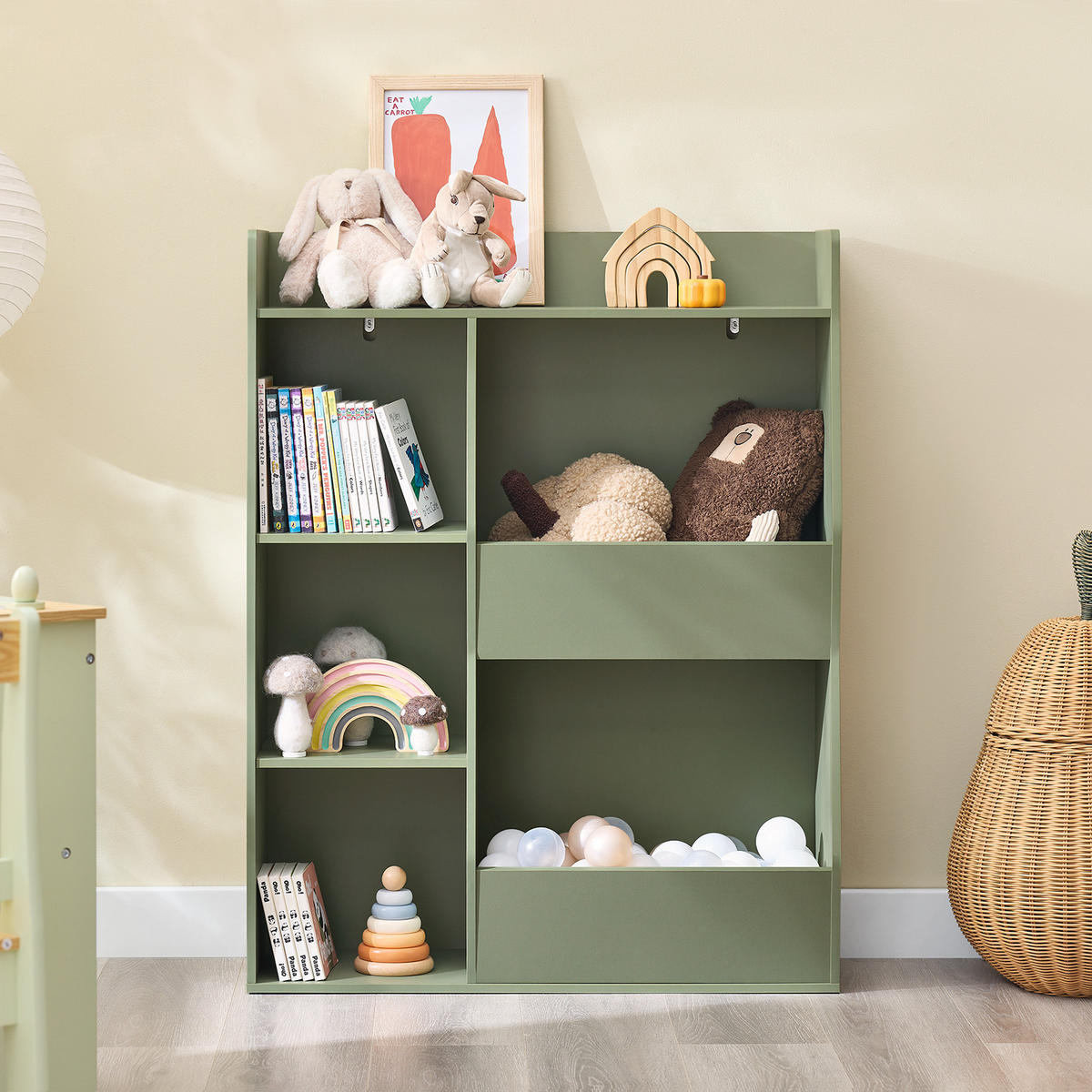 KINDERREGAL Grün - Grün, Holzwerkstoff (80/104/34cm) - SoBuy