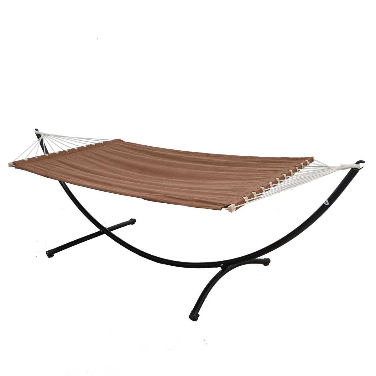 DOPPEL-HÄNGEMATTE mit Gestell bis 120kg, 200/120cm, Braun - Braun, Metall (100/90/300cm) - Amanka
