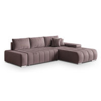 ECKSOFA ALESE R-S Lila Velours-Stoff mit Schlaffunktion - Lila, Holz (265/185cm) - MASSENO