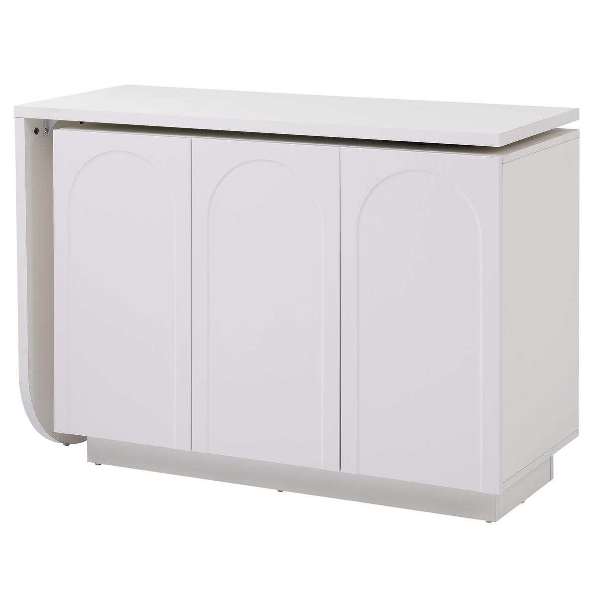 ECKSCHREIBTISCH Weiß 110/40/75 cm drehbar L-Form mit Schrank - Weiß, Holzwerkstoff (40/110/75cm) - PANGIVO