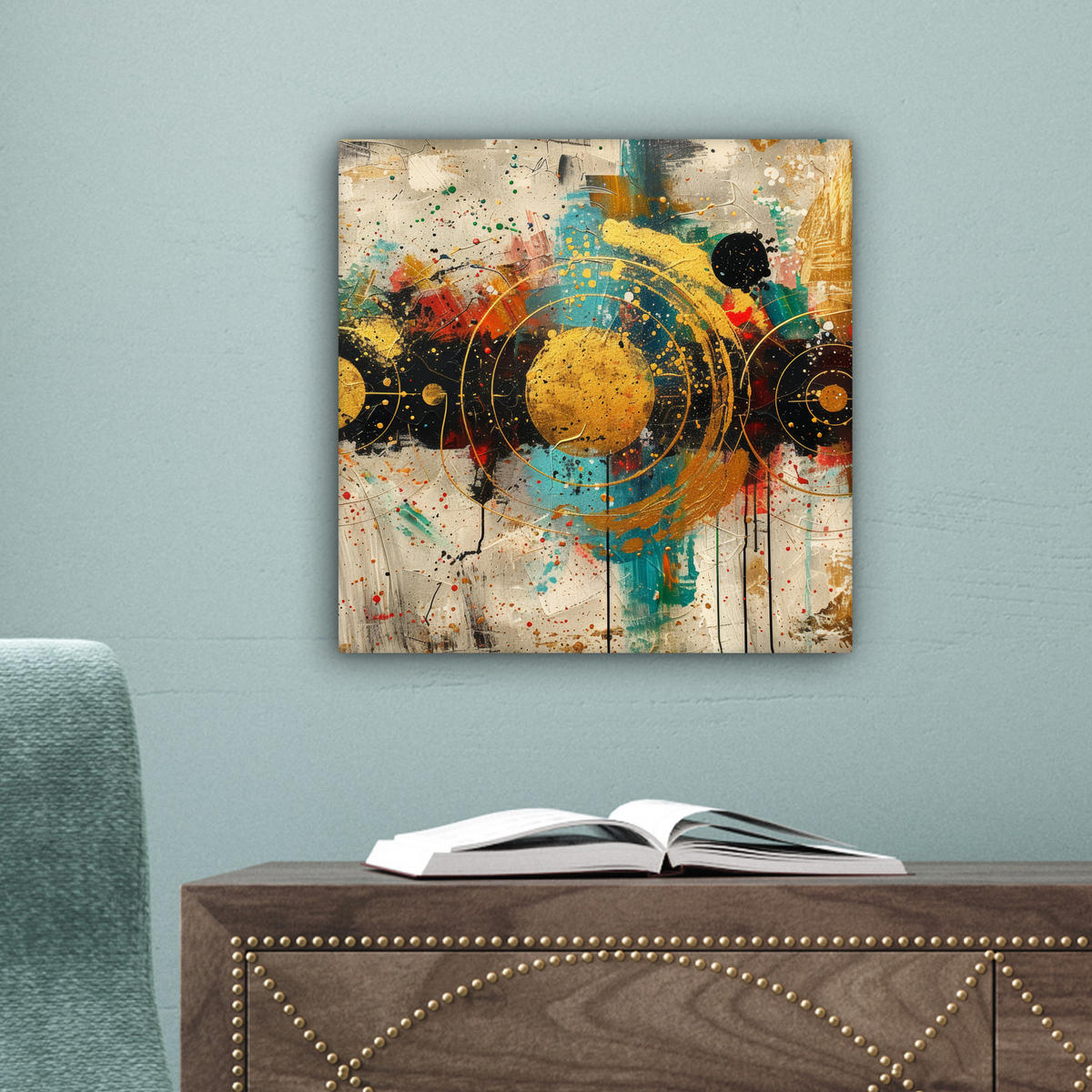 LEINWANDBILD - Abstrakt - Kunst - Gold - Modern - 20x20 - Wandbilder - Multicolor, Textil (20/20cm) - MuchoWow