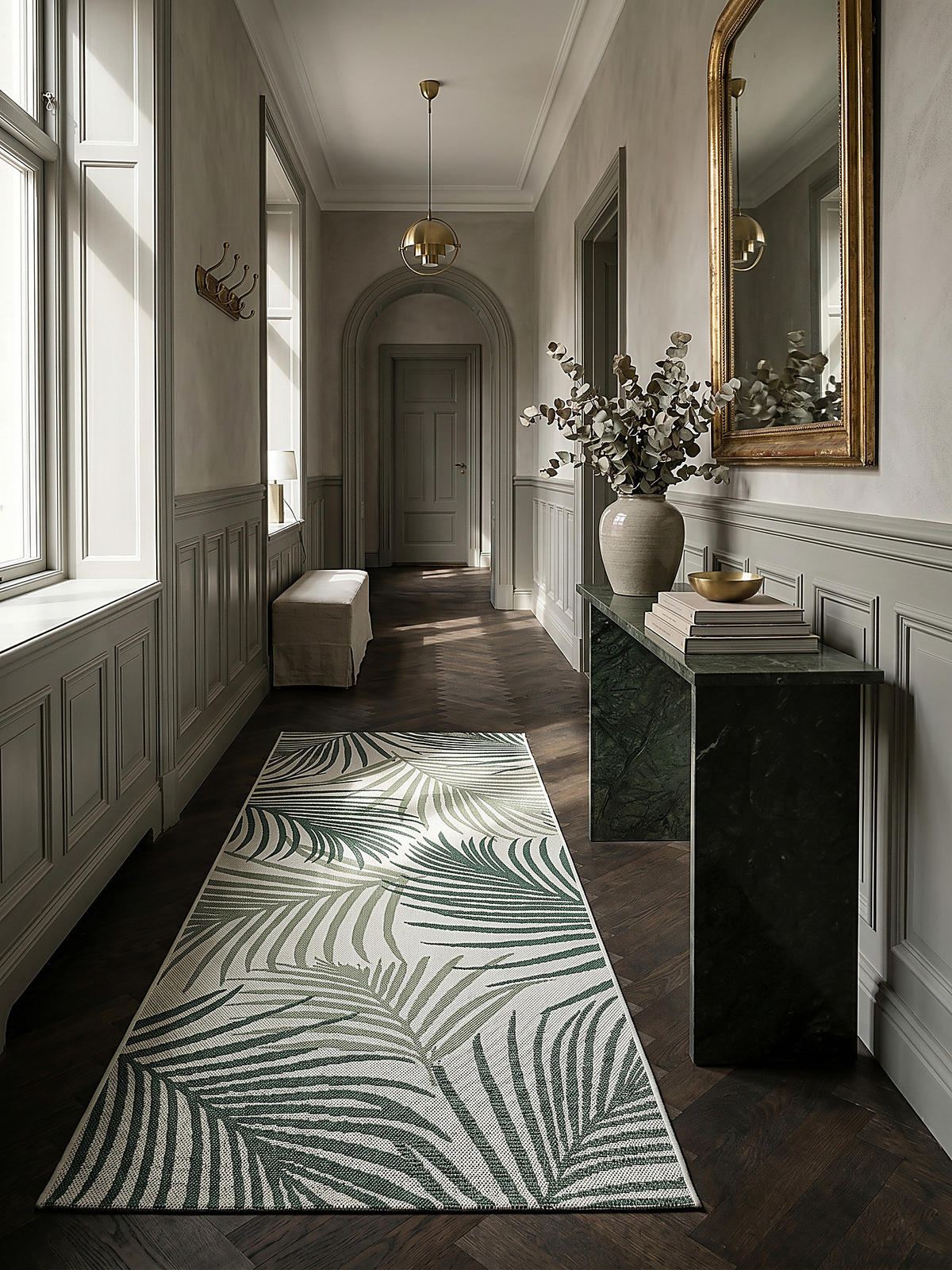 TEPPICHLÄUFER Palmblätter BORNO Polypropylen Grün 80 x 150 cm - Grün, Textil (80/150cm) - KADIMA DESIGN