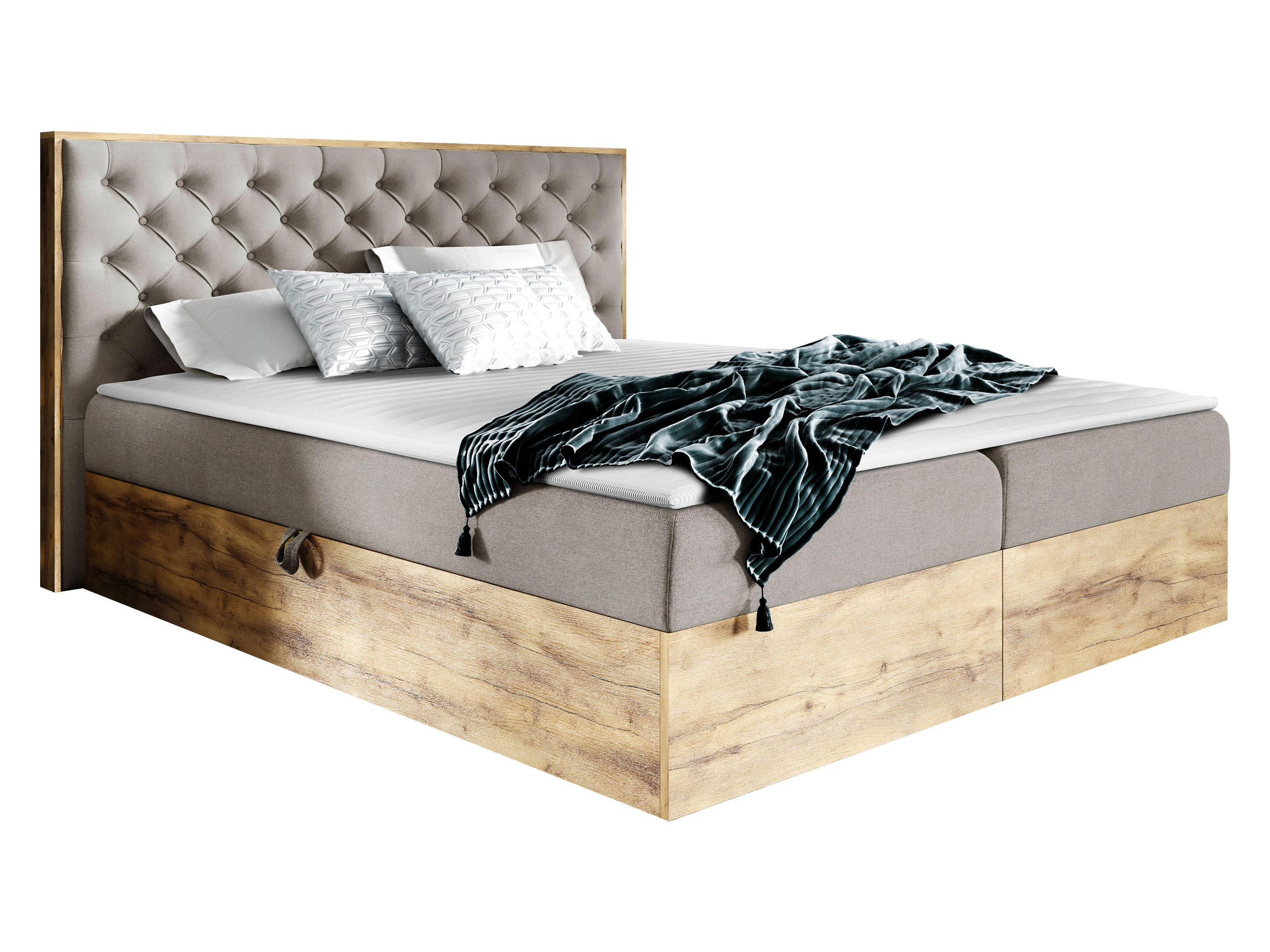 BOXBETT Wood 3 - Greige, Holz/Textil (200/200cm) - MIRJAN24