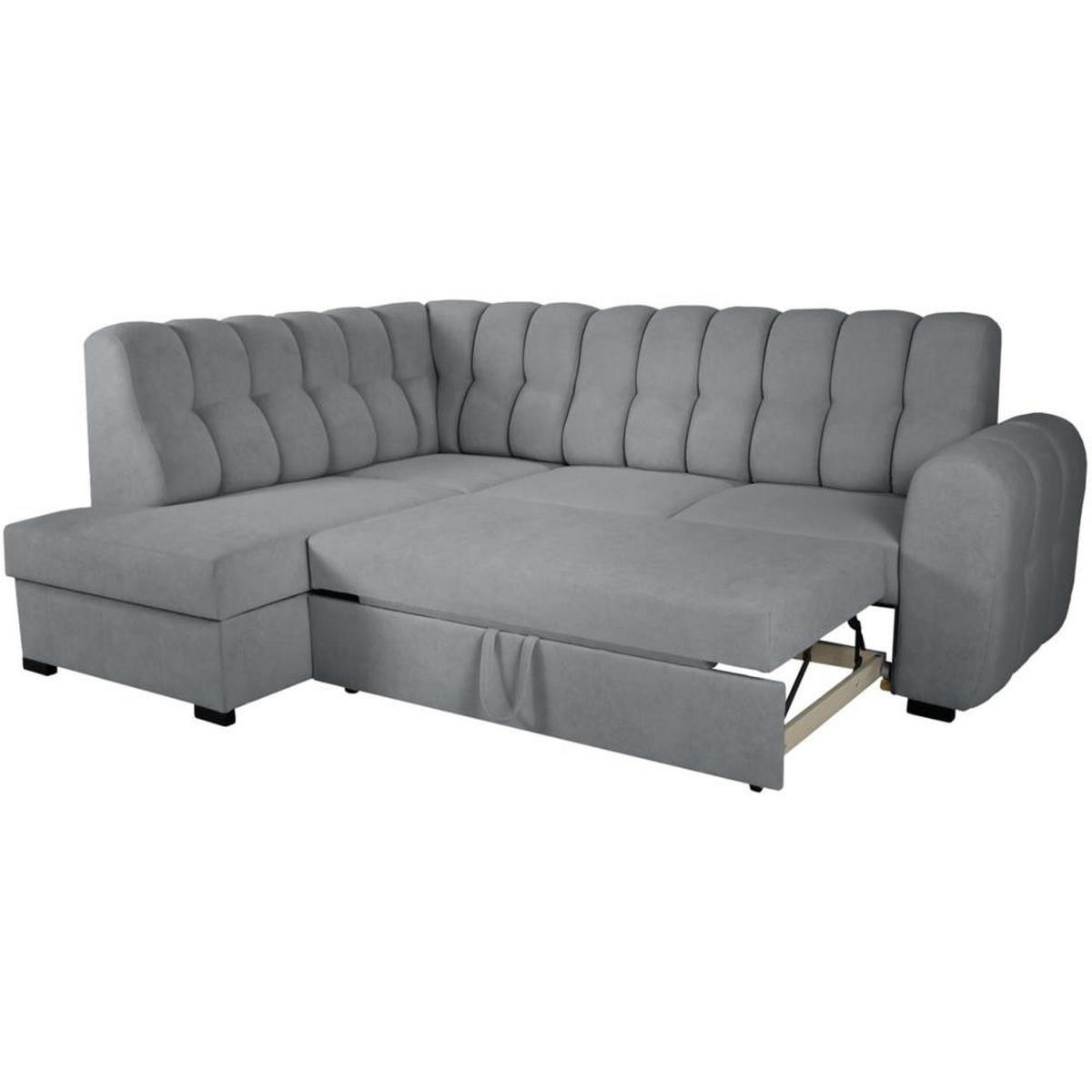 ECKSCHLAFSOFA Zoja links grau - Schwarz/Grau, Textil (261/193cm) - Beautysofa