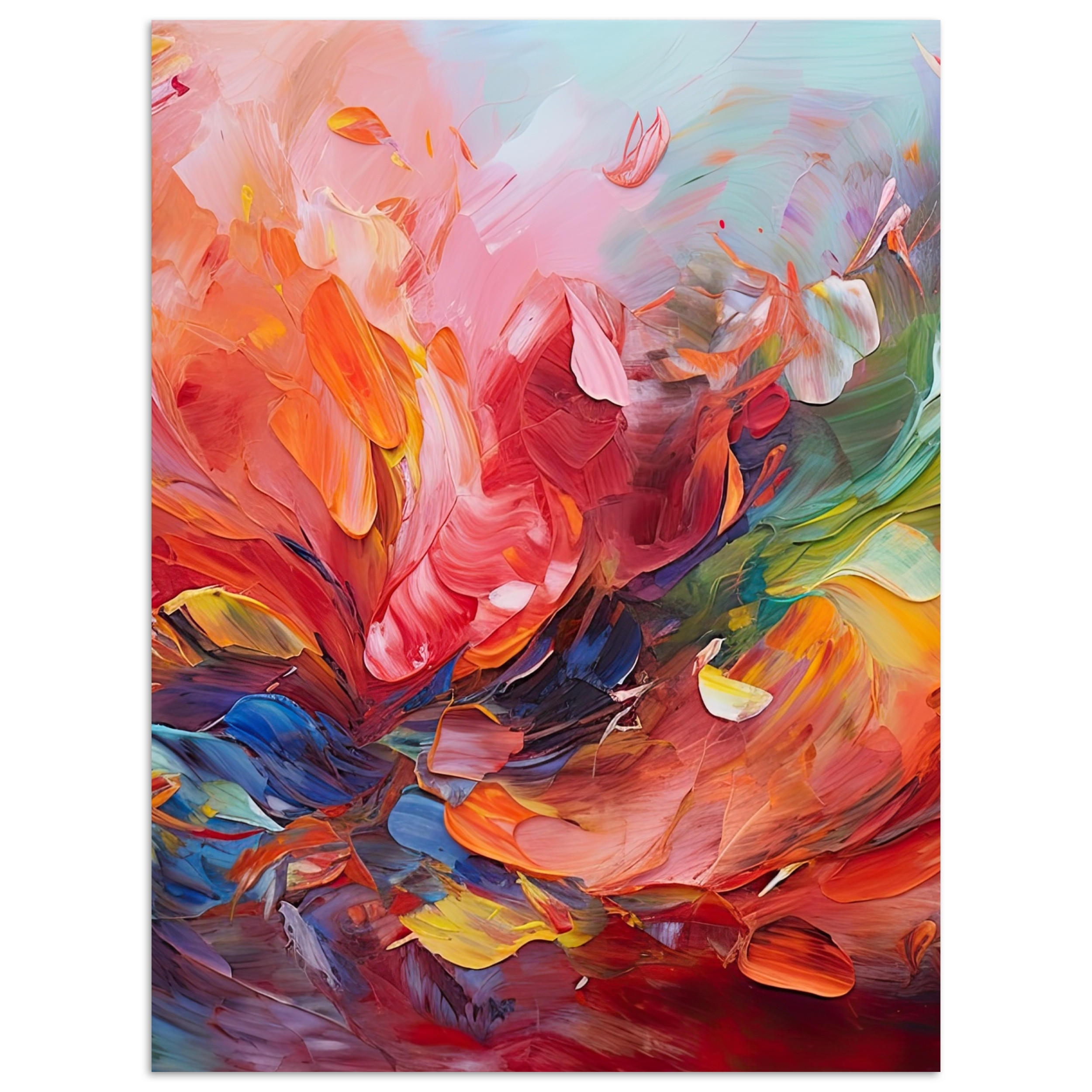 POSTER Ölgemälde - Kunst - Abstrakt - Farbenfroh 30x40 cm - Altrosa, Papier (30/40/0.1cm) - MuchoWow