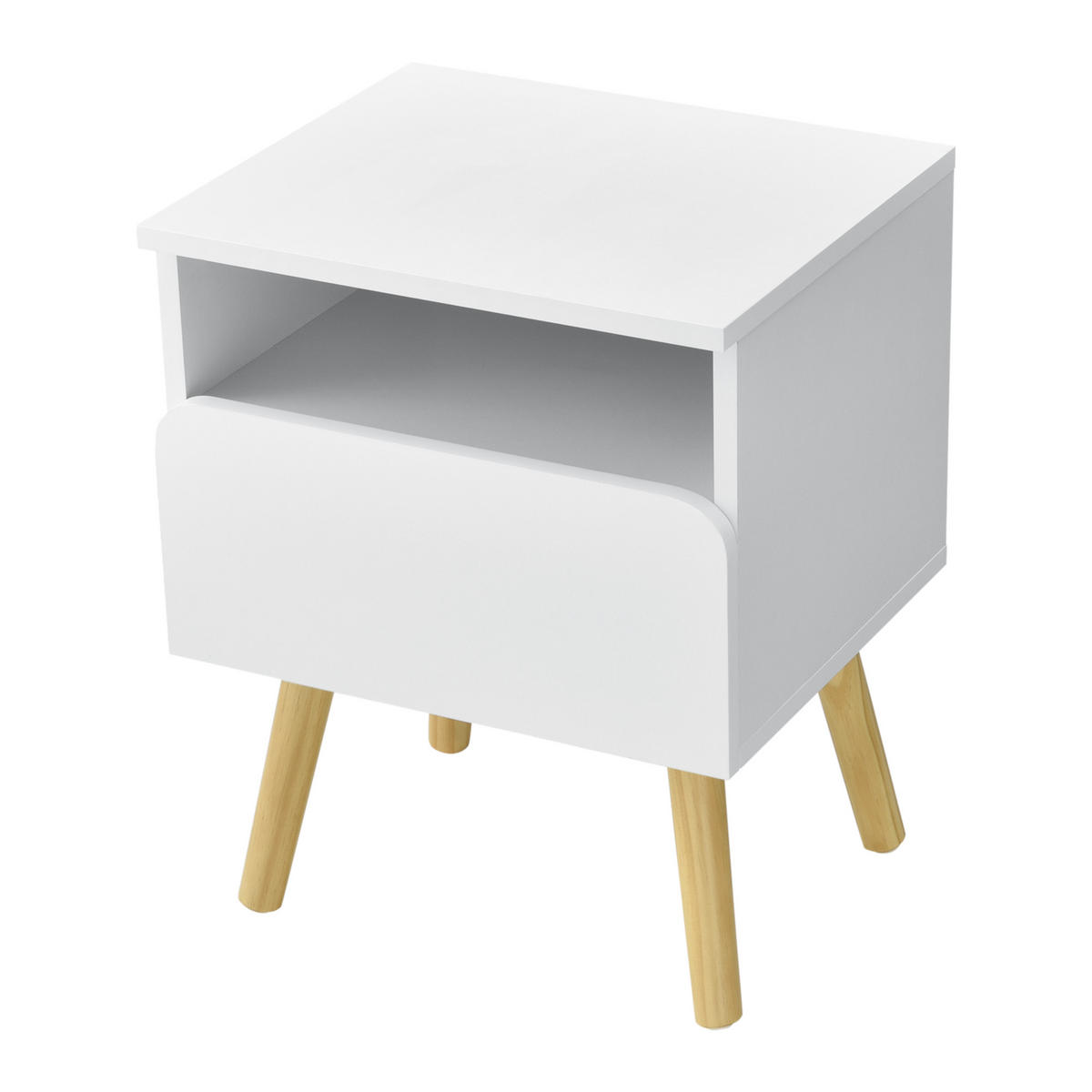 NACHTTISCH Dargaville - Weiß, Holzwerkstoff (40/50/34cm) - [en.casa]