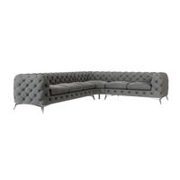 ECKSOFA Chesterfield Laura Grau Samt - Silberfarben/Grau, Holz/Textil (323/264cm) - S-Style Möbel