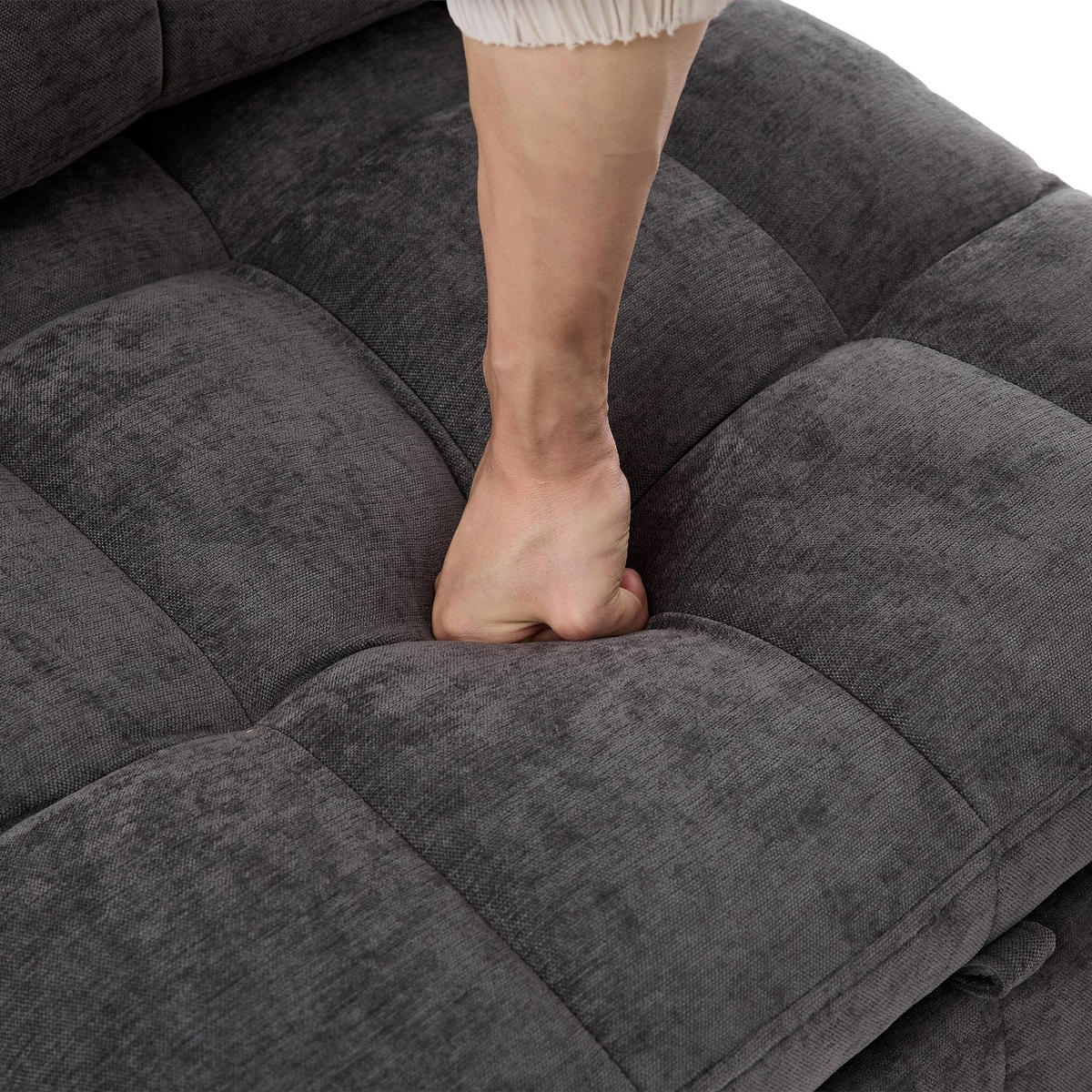 SCHLAFSESSEL aus Stoff, Verstellbare Rückenlehne, Grau - Grau, Textil (95/76/68cm) - Urban Meuble