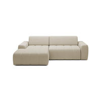 ECKSOFA Savio Freistehend, Mit Abriebfestem Kansas-Stoff, Maße 265x172x81cm, Ausziehbare Sitzfläche 206x92cm, Linke, Dunkelbeige - Currygelb, Holz/Textil (172/265cm) - DomoHome