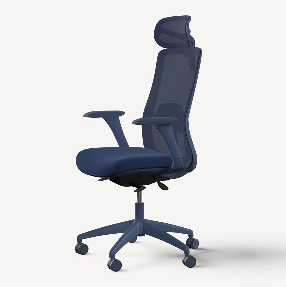 BÜROSTUHL Verstellbarer Ergonomischer SitOne Blau 4-Dimensional Armlehne, Integrierte 4-Wege-Lendenwirbelstütze - Blau, Kunststoff (60/125/68cm) - Desktronic