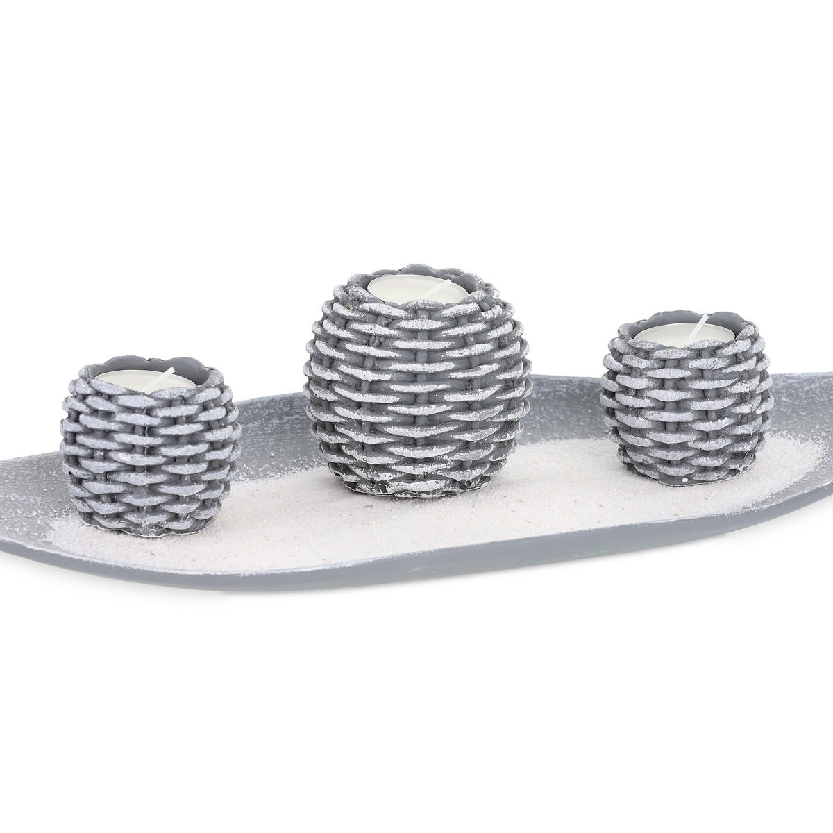 KERZENDEKO - Grau, Naturmaterialien/Holzwerkstoff (7.5cm) - Relaxdays