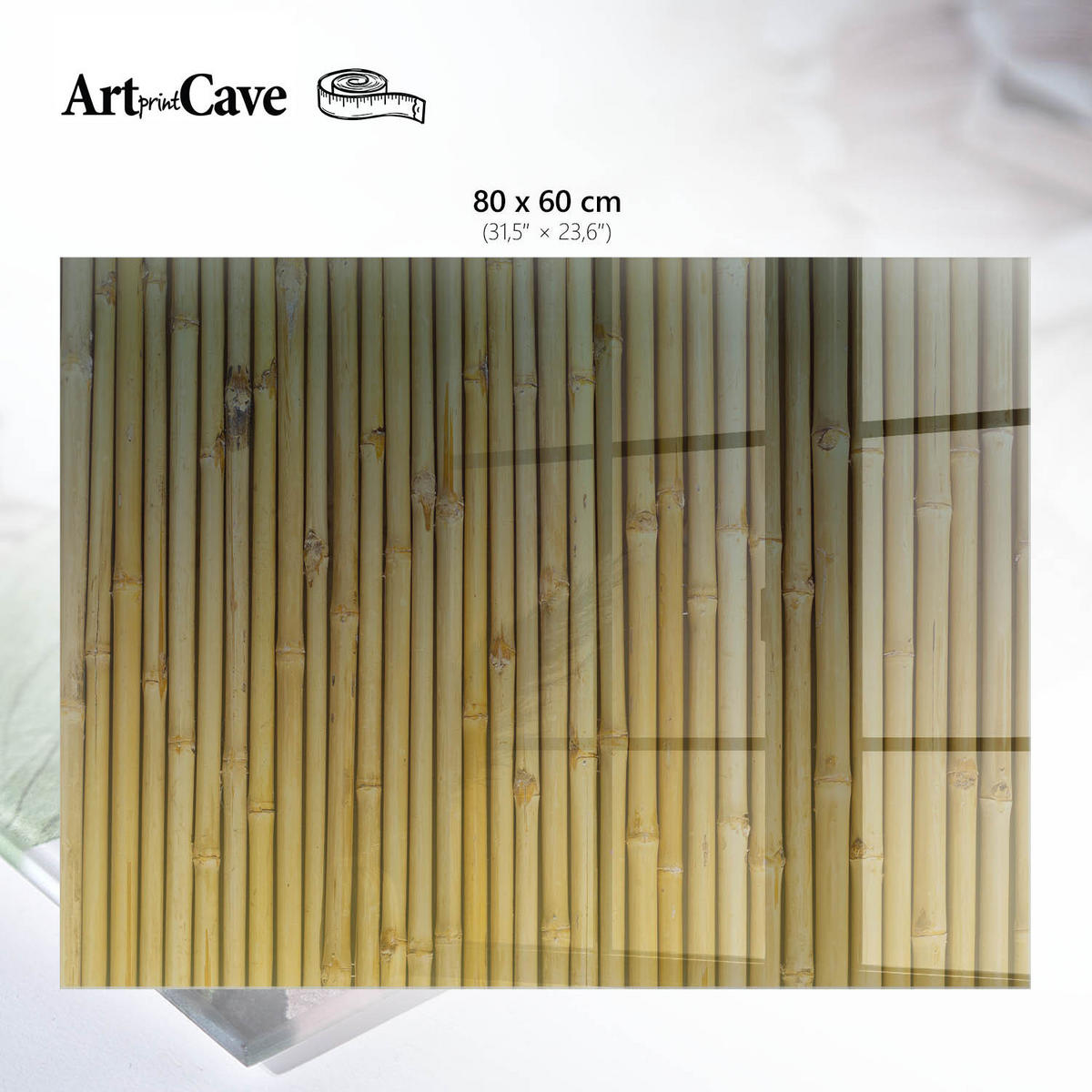 GLASPLATTE 80x60 cm – Bambusstruktur - Beige, Glas (0.4/80/60cm) - ArtPrintCave