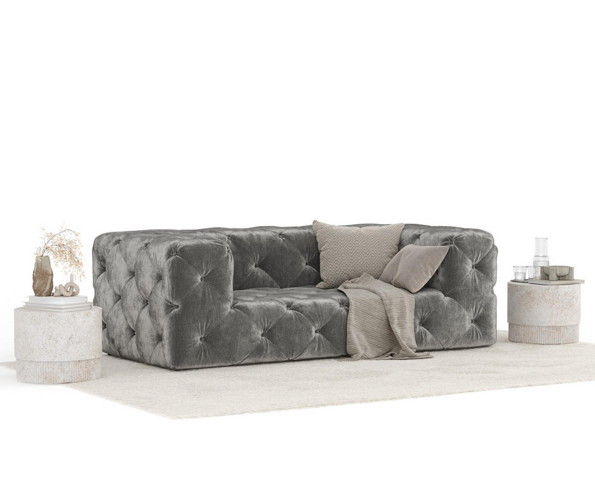 2-SITZER-SOFA Cosimo Grau Chenille - Schwarz/Grau, Holz/Holzwerkstoff (193/71/100cm) - Maison de Reve
