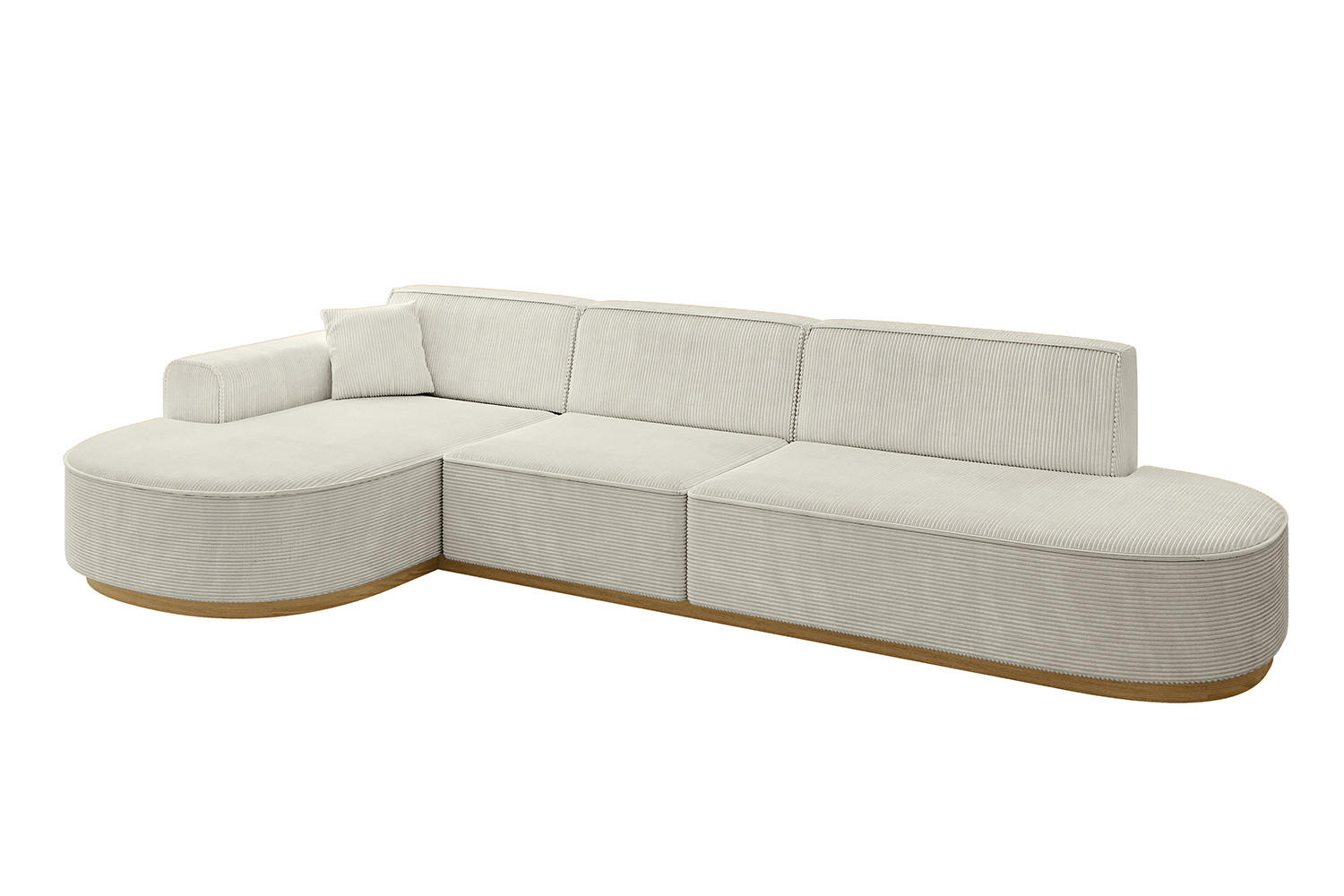 ECKSOFA Ottomane Links MARI-L2-v2 - 328x171x83 cm Creme Cord - Hellgrau/Creme, Holzwerkstoff/Textil (328/171cm) - ALTDECOR