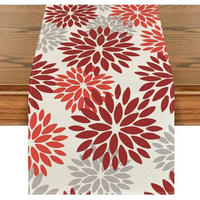 TISCHLÄUFER Blumen Rot 40 x 180 cm - Multicolor, Textil (180/40/1.5cm)
