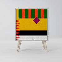 SIDEBOARD VIVID ART, Grau, 57,5x42x77,5 cm, Schräge Buchenholzfüße - Buchefarben/Multicolor, Holzwerkstoff/Buchenholz (57.5/77.5/42cm) - SpaceRebels