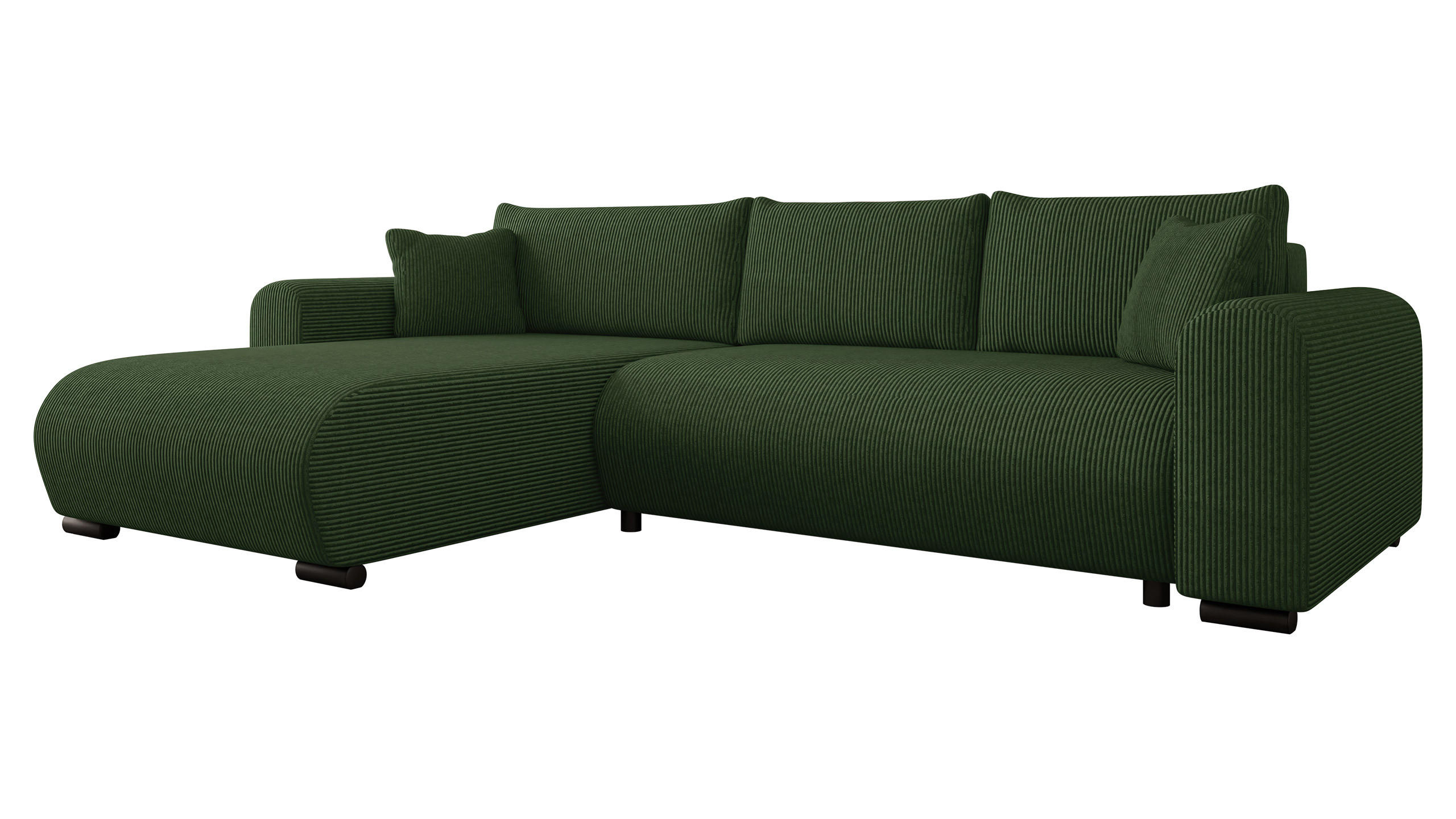 ECKSOFA Merkos Cord - Dunkelgrün/Schwarz, Holz/Textil (285/188cm) - MIRJAN24