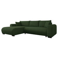 ECKSOFA Merkos Cord - Dunkelgrün/Schwarz, Holz/Textil (285/188cm) - MIRJAN24