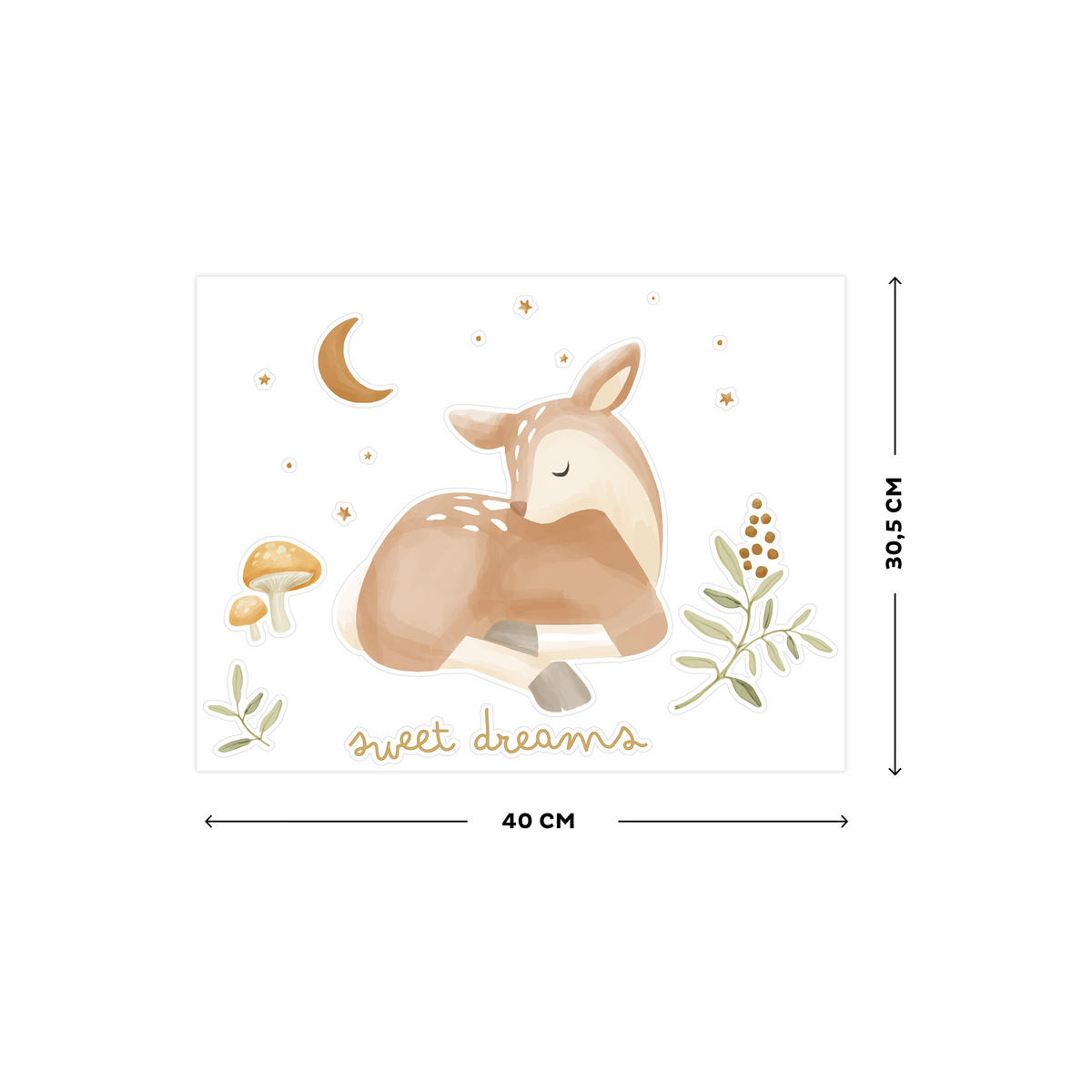 WANDAUFKLEBER Zauber Reh Süße Träume - Multicolor, Kunststoff (40/30.5/0.1cm) - Little Dutch