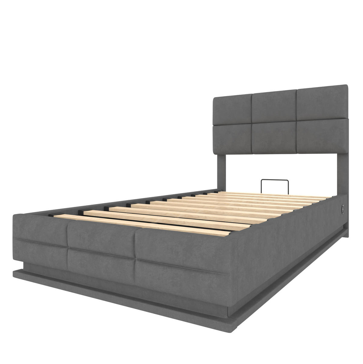 ČALOUNĚNÁ postel ze sametu, 90/200 cm tmavě šedá, LED osvětlení, USB a úložný prostor - tmavě šedá, textil (90/200cm) - Modenvie