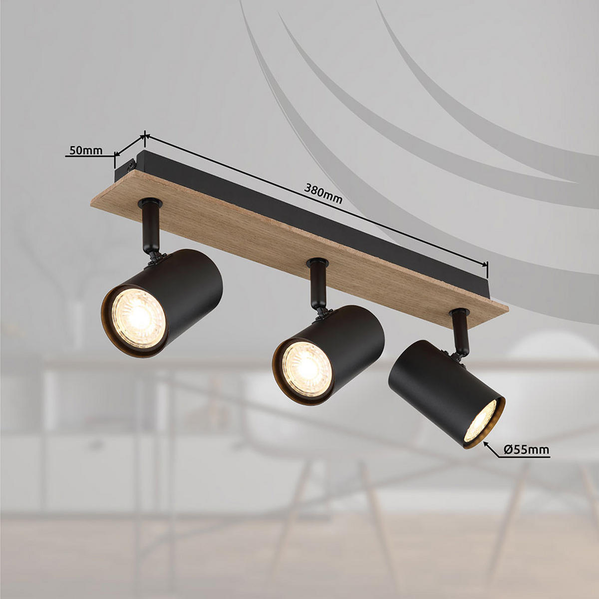 LED DECKENLEUCHTE Linca Holz Schwarz - Braun, Metall (41/6/15.2cm) - Globo Lighting