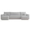 WOHNLANDSCHAFT Scarlo Hellgrau Cordbezug - Hellgrau/Schwarz, Kunststoff/Textil (312/83/145cm) - Selsey