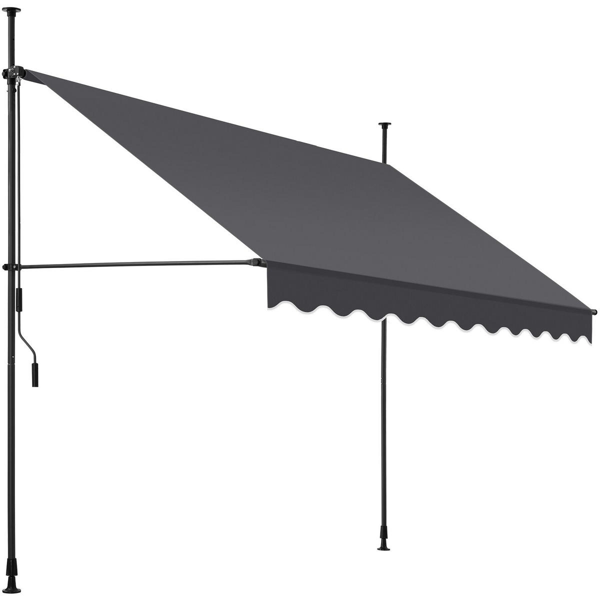 KLEMMMARKISE ,einfache Montage,schwarz/grau - Schwarz/Grau, Kunststoff (250/304/180cm) - tectake