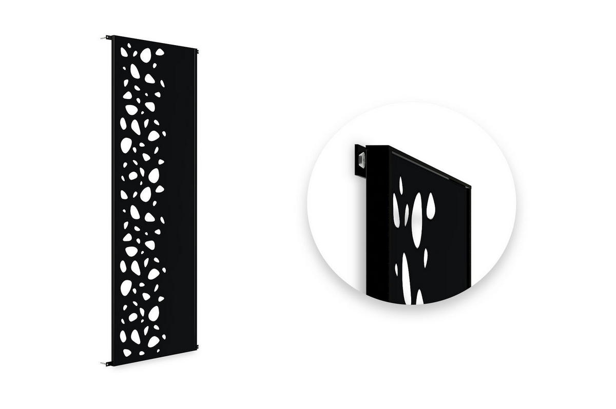SICHTSCHUTZPANEELE dekorativ 3er-Set Sunny schwarz H.160cm, linke Seite mit Muster - Schwarz, Metall (60/160cm) - Casanoov