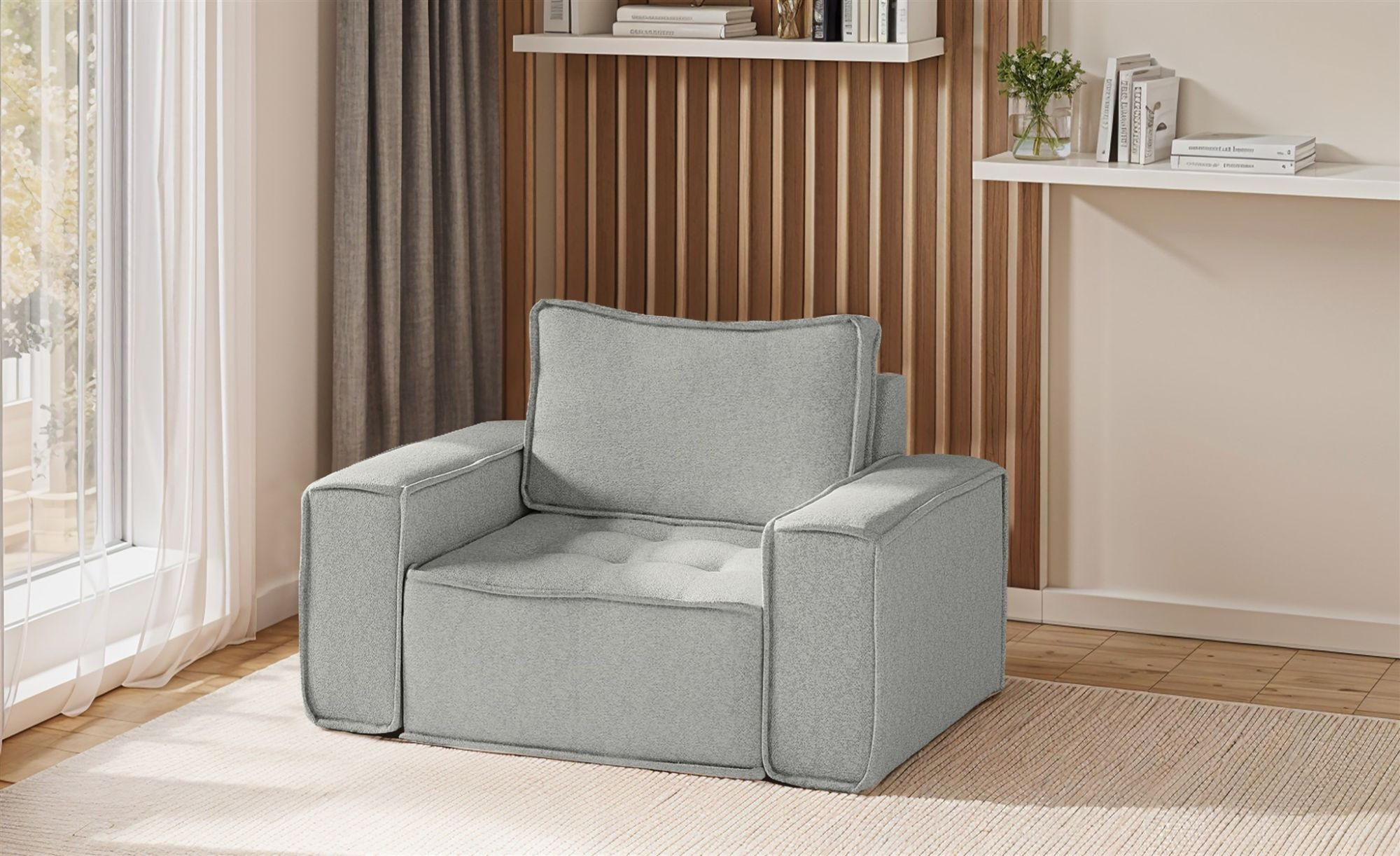 SESSEL Sande In Alpine - Hellgrau, Holzwerkstoff/Textil (132/85/90cm) - Fun Möbel