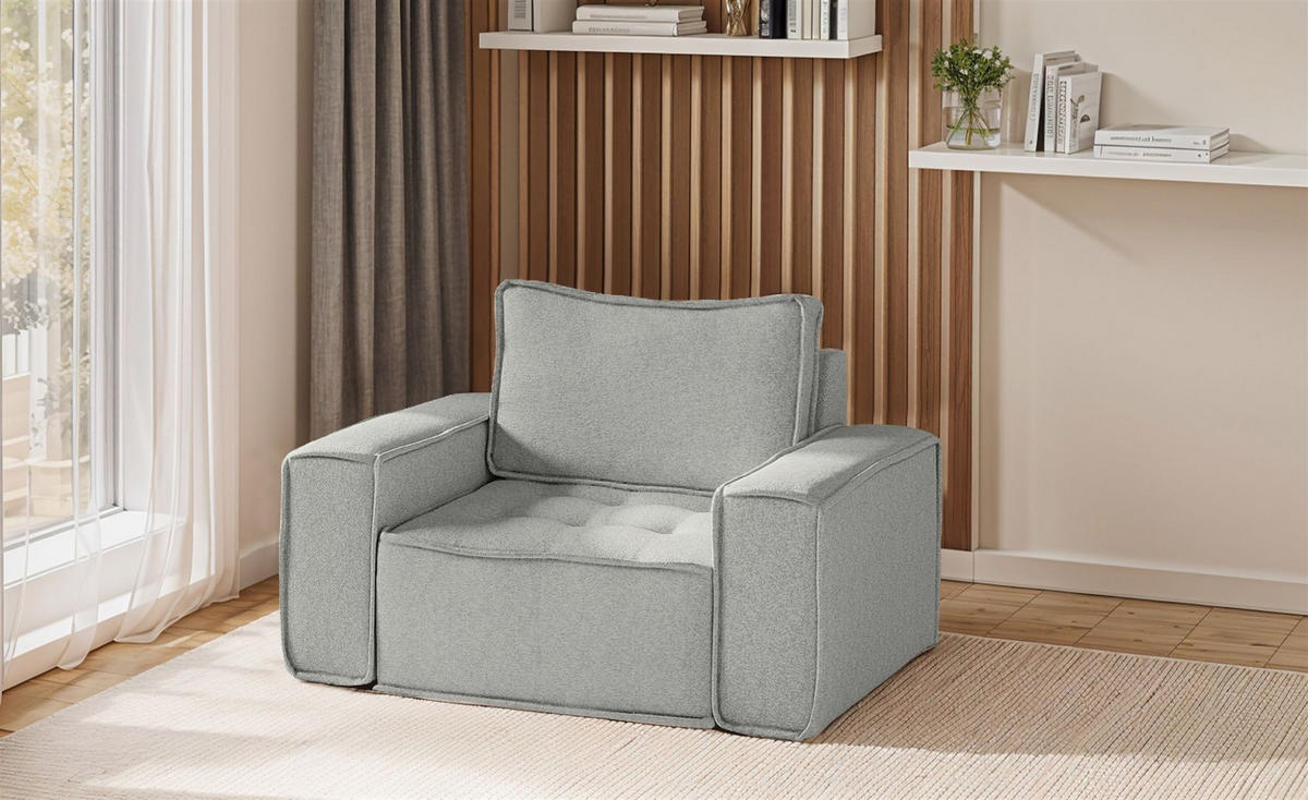 SESSEL Sande In Alpine - Hellgrau, Holzwerkstoff/Textil (132/85/90cm) - Fun Möbel