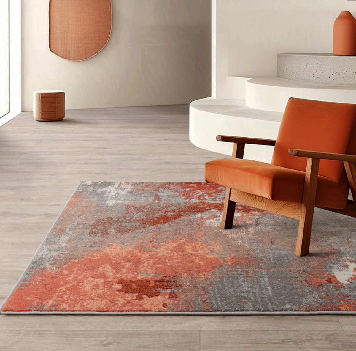 TEPPICH modern Flachgewebe VOLCANO Rot 120 x 170 cm - Rot, Textil (120/170cm) - Novatrend