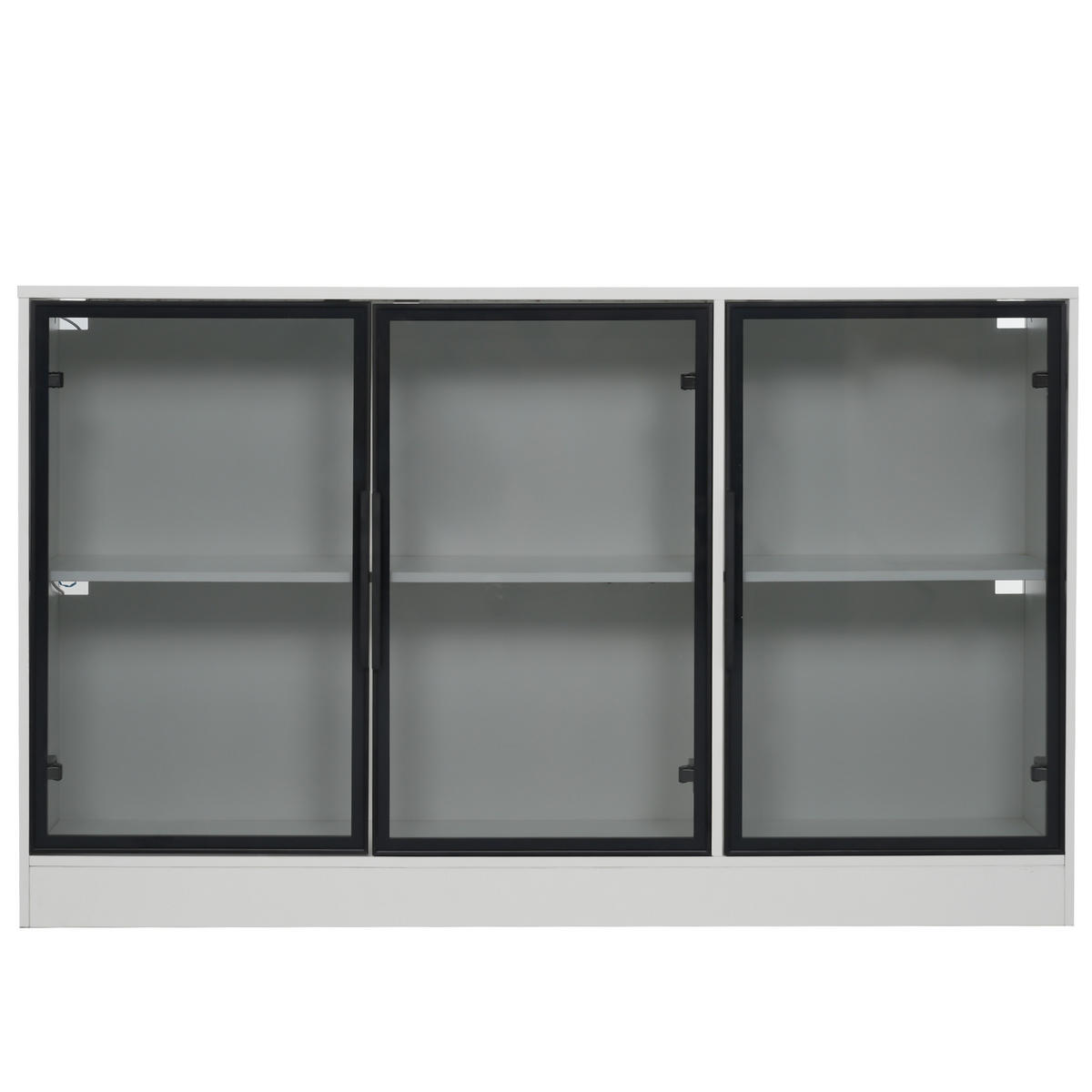 VITRINE 120x30x73 cm Weiß mit LED und Glasfront - Weiß, Holzwerkstoff (120/73/30cm) - FLIEKS