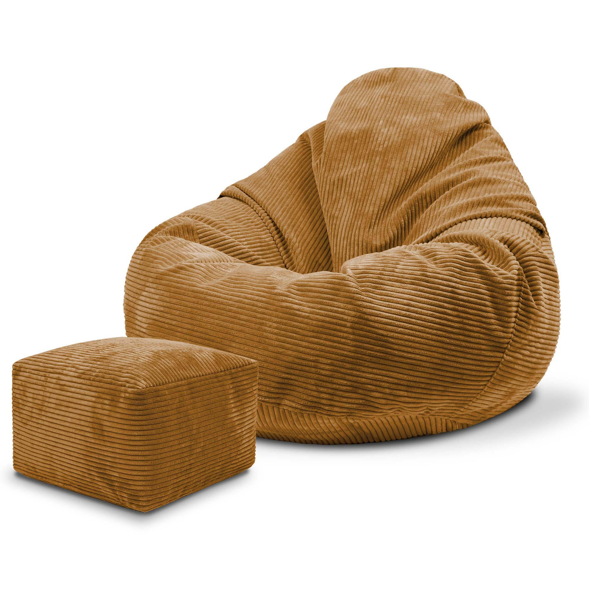 SITZSACK PARADISE MIT FUßSTÜTZE Kordsamt 2-tlg Sugar Cookie S - Bernsteinfarben/Braun, Textil (70/70/70cm) - Dreamroots