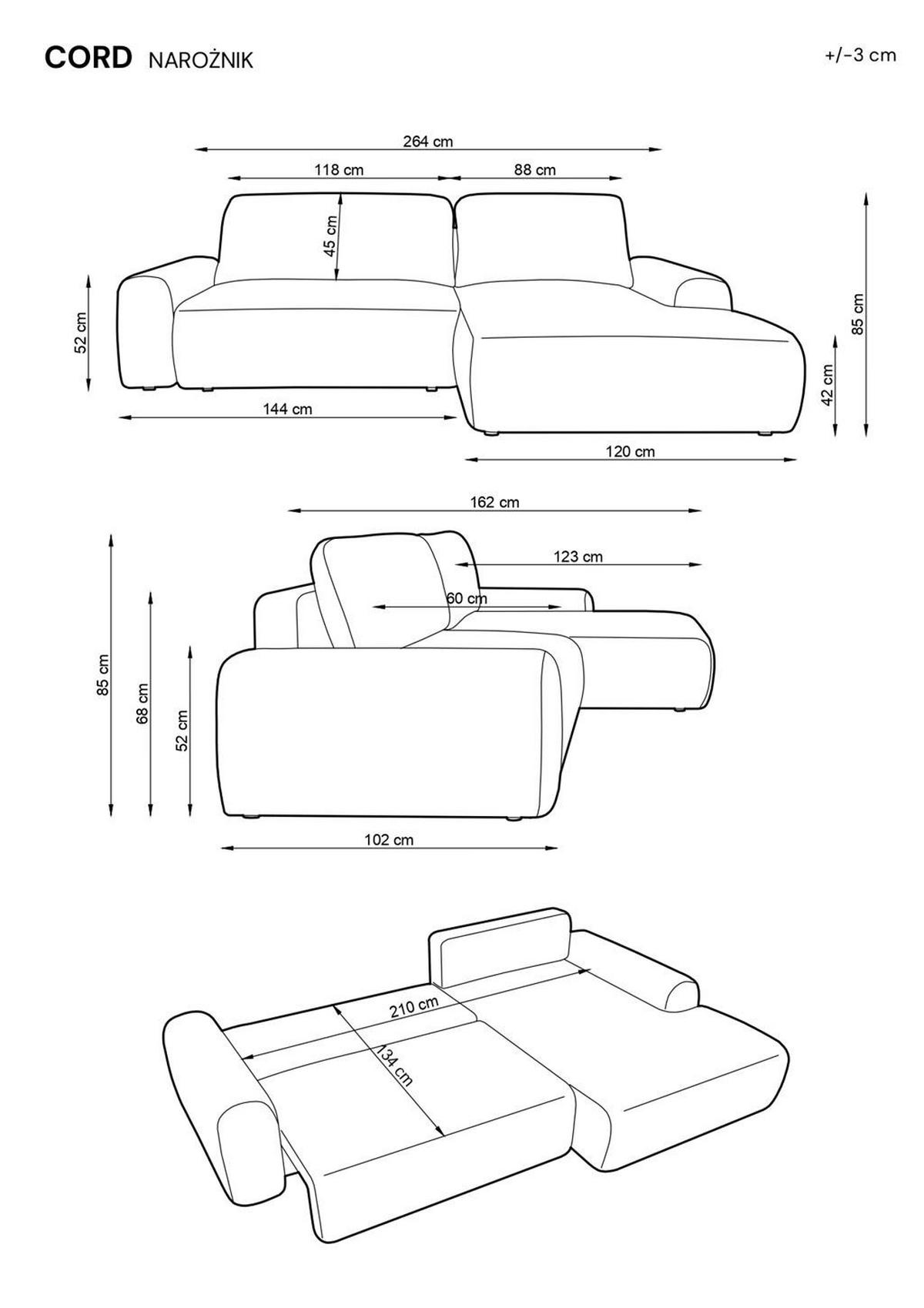 ECKSOFA Cordina Creme, mit Schlaffunktion und Bettzeugbehälter, linke seite - Creme, Holzwerkstoff (264/162cm) - Bettso