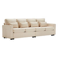 VIERSITZER-SOFA in Beige Leinen mit 4 Kissen - Beige, Textil (83/87/264cm) - KOMHTOM
