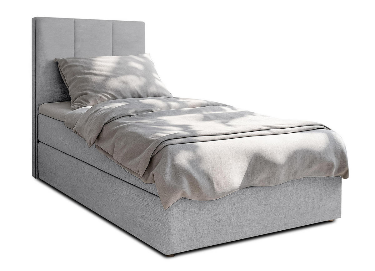 BOXBETT MEREA 80x200 cm mit Bettkasten und Matratze - Grau - Schwarz/Grau, Holz/Holzwerkstoff (80/200cm) - AX Living
