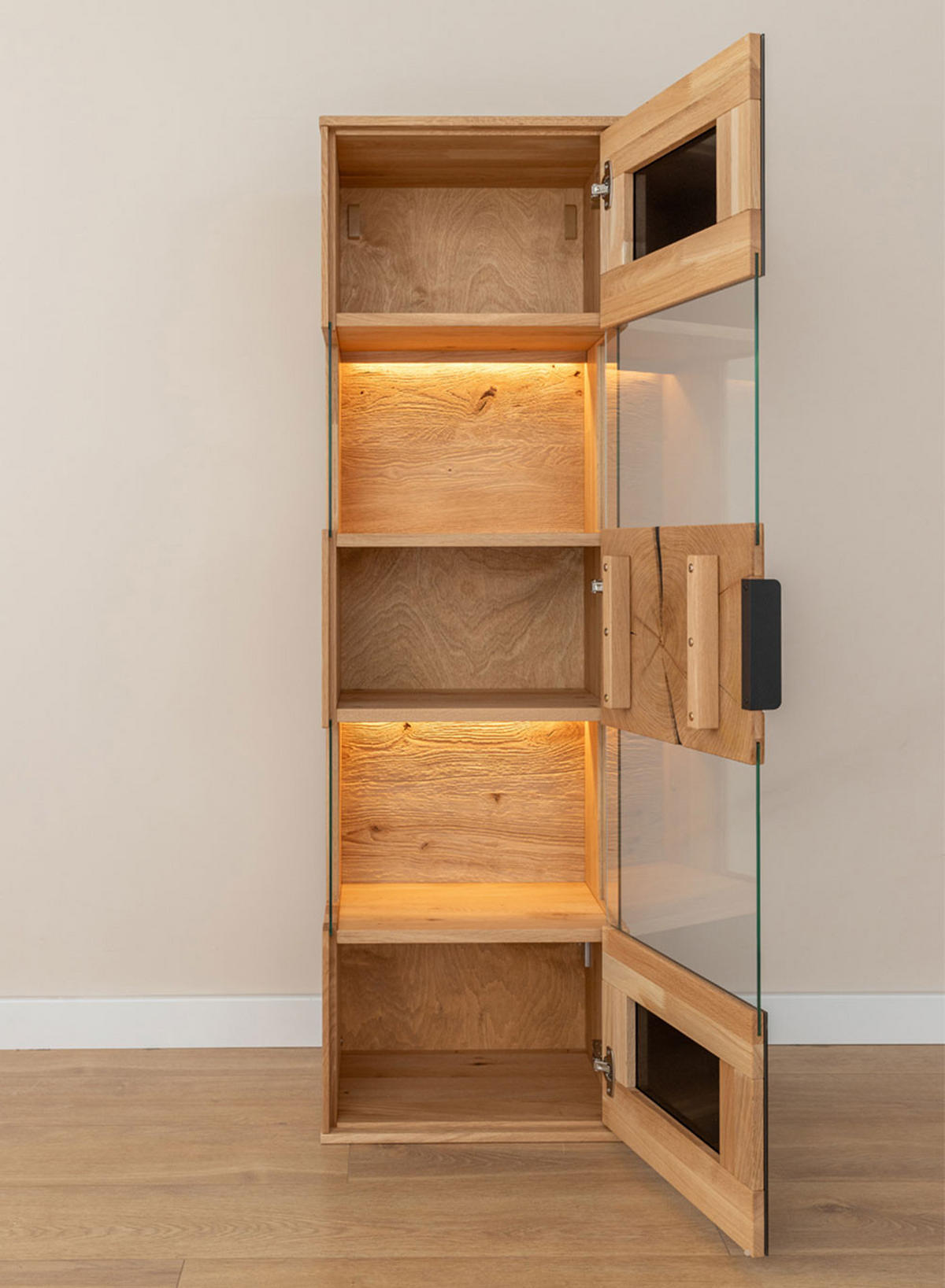 WOHNWAND Tirano 2er-Set Eiche Natur / Schwarz / Hirnholz - Eichefarben/Multicolor, Holz/Metall (243/142/39cm) - Feldmann-Wohnen