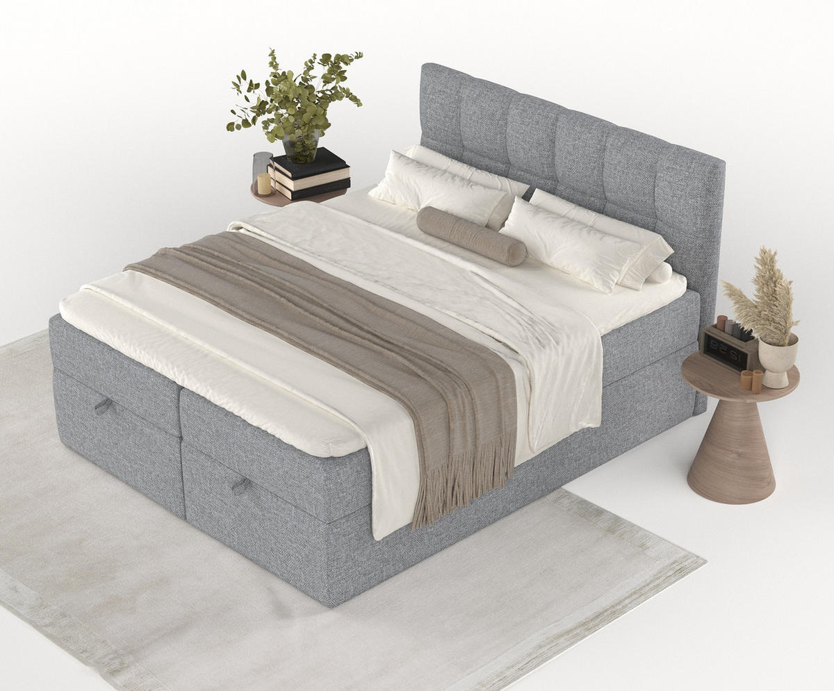 BOXBETT Shay Grau 180/200 cm - Schwarz/Grau, Holz/Holzwerkstoff (180/200cm) - Maison de Reve