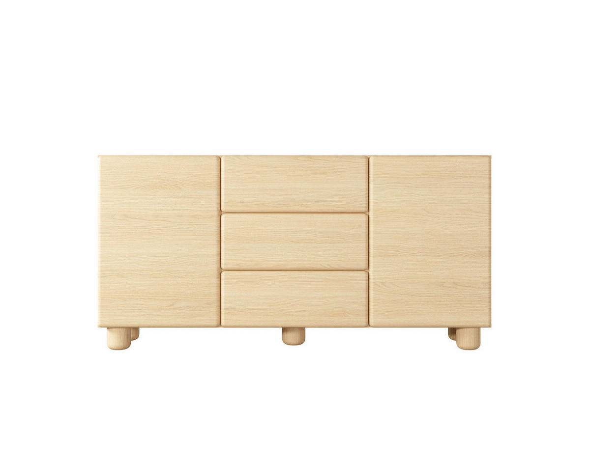 SIDEBOARD CERVI C 160 cm Eiche Vicenza - mit 2 Türen, 3 Schubladen und abgerundeten Fronten - Eichefarben, Holz/Holzwerkstoff (160/80/38cm) - Ravio
