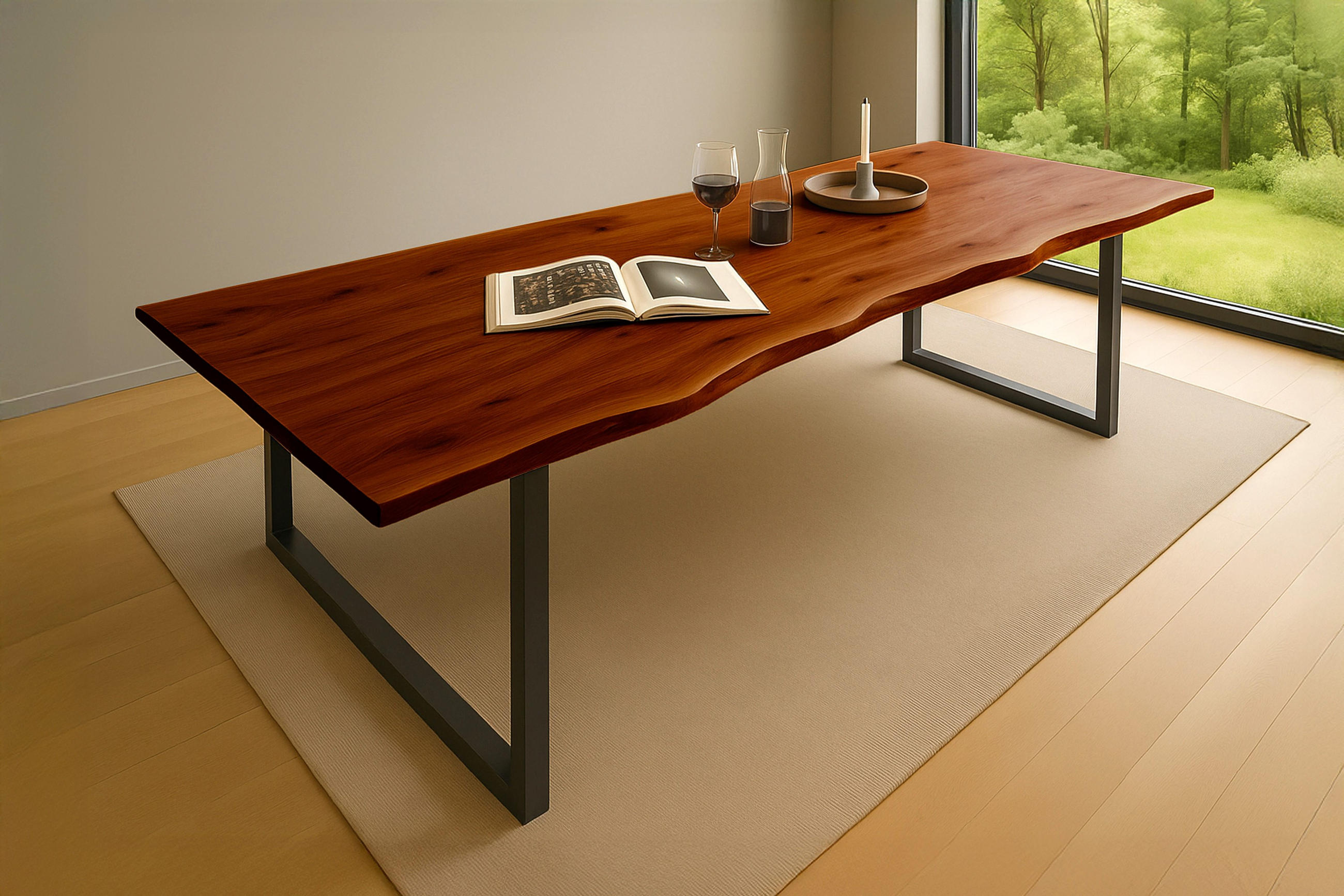 ESSTISCH MAX - Nussbaumfarben/Schwarz, Holz/Metall (100/300/77cm) - SAM