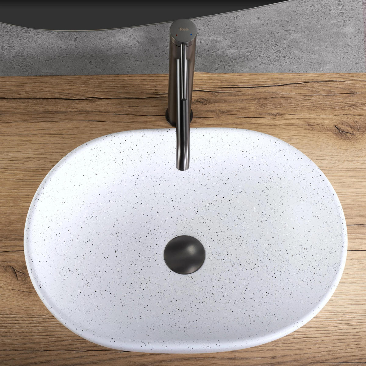 AUFSATZWASCHBECKEN Rea Amelia Warm - Weiß, Keramik (34.5/13.5/48cm) - REA