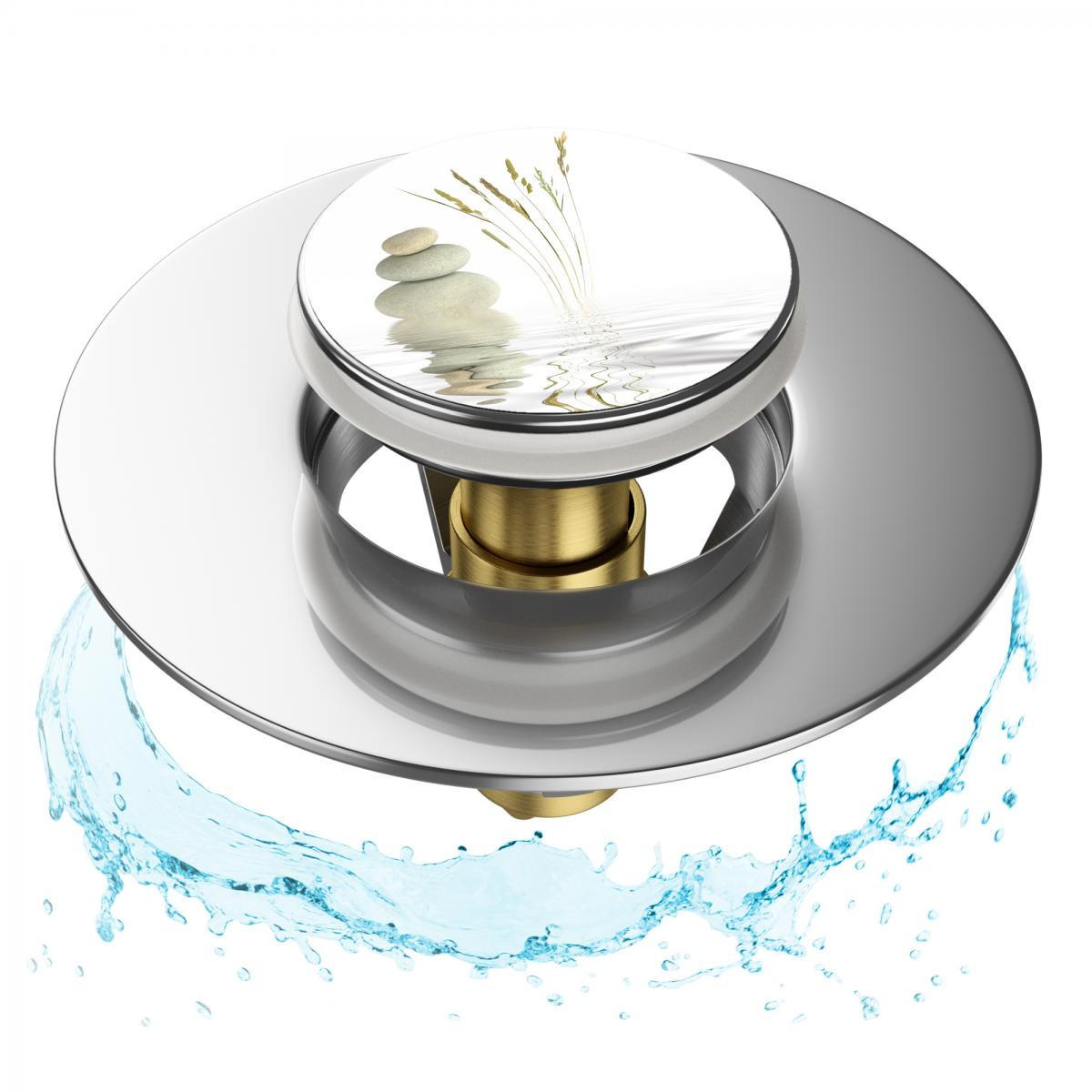 WASCHBECKENSTÖPSEL Pop-Up Balance - Weiß, Metall (6/4/5cm) - Sanilo