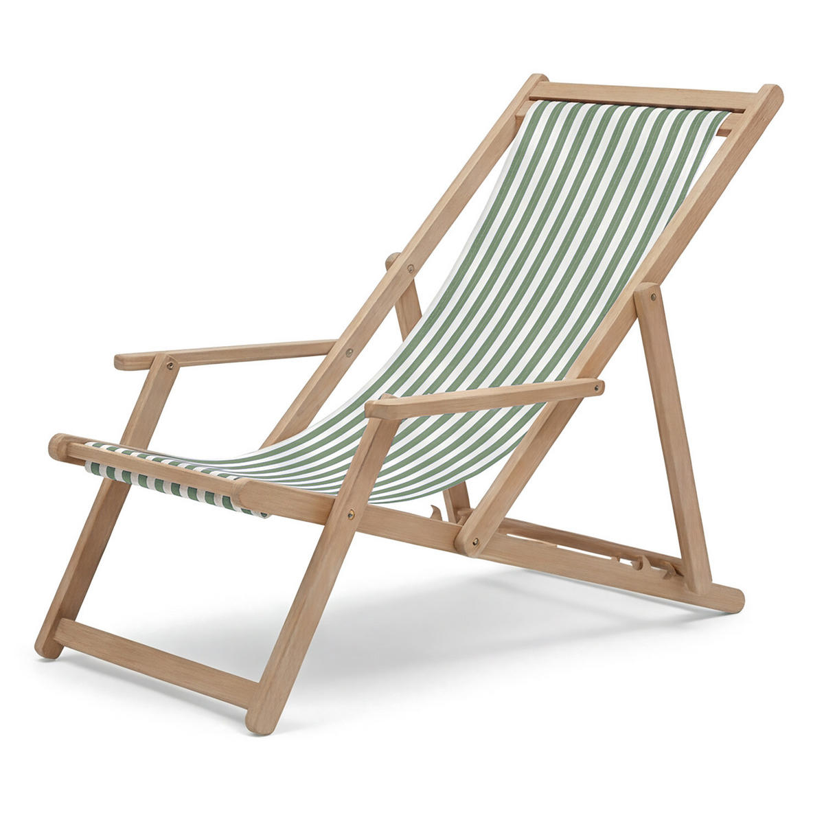 LIEGESTUHL - Akazie massiv / Webstoff - Salbeigrün, Holz/Textil (63/88/102cm) - home24